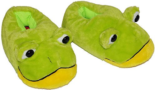 alles-meine.de GmbH Hausschuh/Pantoffel - Frosch grün Frösche - Größe Gr. 29 30 31 32 - Plüschhausschuhe/Wärme - Plüsch für Kinder & Erwachsene - Hüttenschuh - Hausschuhe..