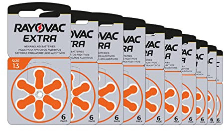 Rayovac Extra Advanced Hearing Aid Batteries, Size 13, Orange Tab, PR48, Pack of 60