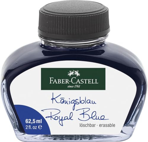 FABER-CASTELL 148701 - Tintenglas für Schreibgeräte mit Konverter, Königsblau, 62,5 ml, 1 Stück