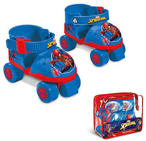 Mondo Toys – Marvel Spiderman Rollschuhe, verstellbar von 22 bis 29 – Komplettset mit transparenter Tasche, Ellenbogenschützer und Knieschoner - 18390
