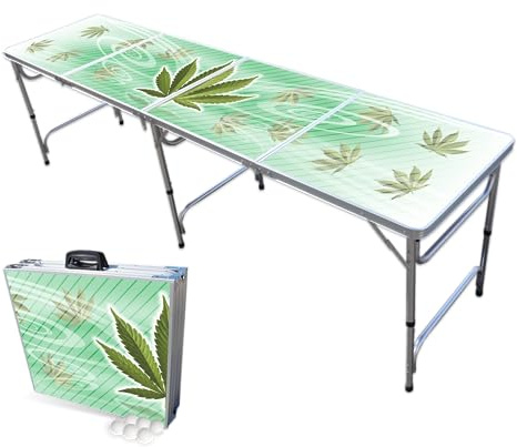 PARTYPONG 8-Foot Folding Beer Pong Table - High Times Edition (Base Model)