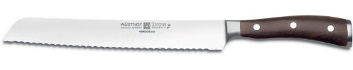 Wüsthof Brotmesser, Ikon (4966/23), 23 cm Klinge mit Wellenschliff, geschmiedet, Edelstahl, Grenadill-Holzgriff, sehr scharfes Sägemesser