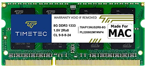 Timetec 8GB Compatible for Apple DDR3 1333MHz PC3-10600 CL9 for Mac Book Pro (Early/Late 2011 13/15/17 inch), iMac (Mid 2010, Mid/Late 2011 21.5/27 inch), Mac Mini(Mid 2011) SODIMM MAC RAM Upgrade