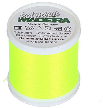Madeira 9845 – – 1823 2-lagig Polyneon Polyester Stickgarn, 40 wt/135D 440 YD, Neon Zitrone