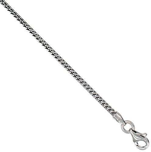 PRINS JEWELS 18 Karat / 750 Gold Rechteckrohr Franco Weißgold Kette Unisex - Breite 1 mm – Länge wählbar (45)