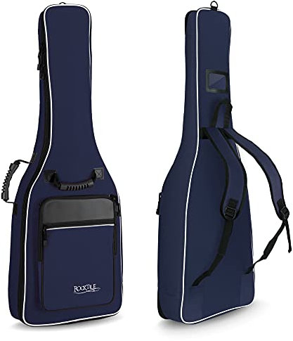 ROCKTILE 3/4 und 7/8 Klassik-Gitarrentasche (gepolsterter Gigbag, Rucksackgarnitur, 2 Außentaschen) blau