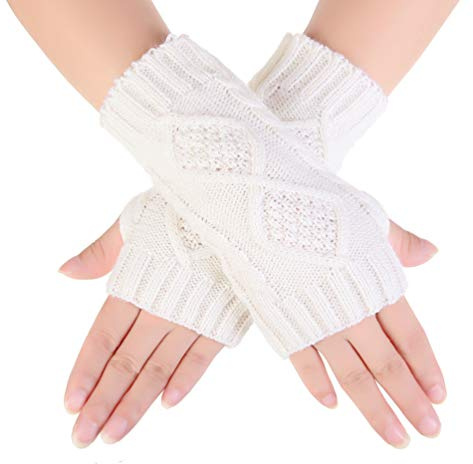 Novawo Women's Hand Crochet Winter Warm Fingerless Arm Warmers Gloves
