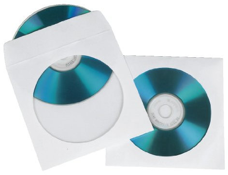 Hama CD/DVD Pack of 50 Paper Protective Storage Sleeves | White