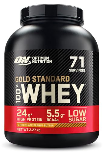 Optimum Nutrition Gold Standard Whey Protein, Muscle Building Powder With Naturally Occurring Glutamine and Amino Acids, Chocolate Peanut Butter, 71 Servings, 2.27kg, Packaging May Vary