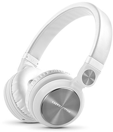 Energy Sistem Cuffie DJ2 - cuffie stile DJ, pieghevoli, rotabili di 180º, cavo rimovibile, microfono e vivavoce, Bianco