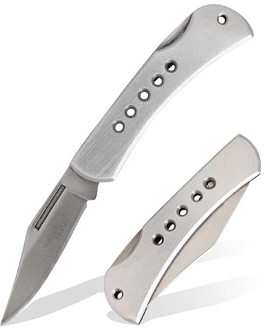 Bear & Son Bear Edge Stainless Steel Lockback Pocket Knife – Slim 2-3/4, Razor Sharp 440 Stainless Steel Clip Point Blade – Lightweight Durable EDC Design with Designer Holes Handle