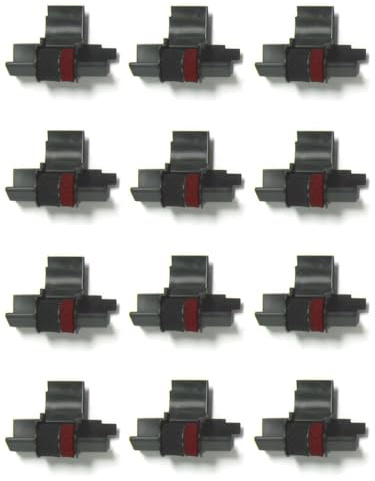 Compumatic Calculator Ink Roller Replaces IR40T CP13 EA772R Black/Red 12-pk | Fits Sharp EL-1750V/EL-1801V, Casio HR-170RC/HR-200RC/HR-300RC, Canon P23-DH-V/P23-DHV-3/P27-DH, Catiga CP30A/CP90A, & more