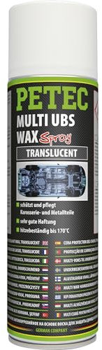 PETEC Multi UBS Wax Sprühwachs Korrosionsschutz Steinschlagschutz Spray transparent Hohlraumwachs Auto 500 ml Hohlraumversiegelung Wachs 73450