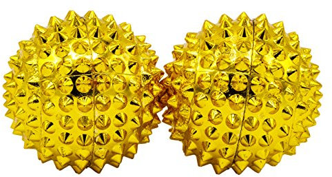 CHI-ENTERPRISE - Deux balles de massage magnétiques petites, Balles de fascia pour traitement auto-thérapeutique, Contenu: 2 boules de hérisson en or, 32 mm de diamètre et 228 aiguilles d'acupression