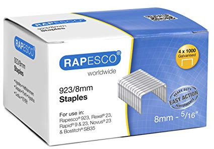 Rapesco S92308Z3 Typ 923/8 mm Kraftig Galvaniserad Fintrådsklammer, 4000 Klammer