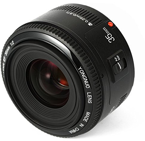 Yongnuo 35mm Objektif YN35MM F2.0, objectif à focale fixe et monture EF pour Canon EOS 500D, 600D, 650D, 700D EOS 5D EOS 5D Mark II 5D Mark III, 5DS/5DS R, 6D