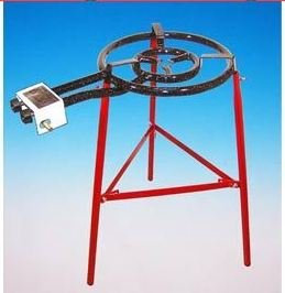 Paella - Set da barbecue Tarifa con bruciatore a gas a 2 fuochi, 40 cm (13,5 KW), padella da 46 cm, piedini rinforzati, con tubo e riduttore di pressione