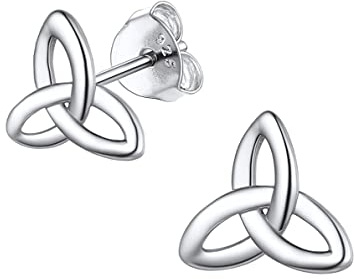 Heather Needham Sterling Silver Celtic triangle Stud Earrings - SIZE: SMALL - 6mm (APPROX. 1/4 INCH). Gift Boxed Silver Celtic Earrings. Please see photo on ear for size.5175