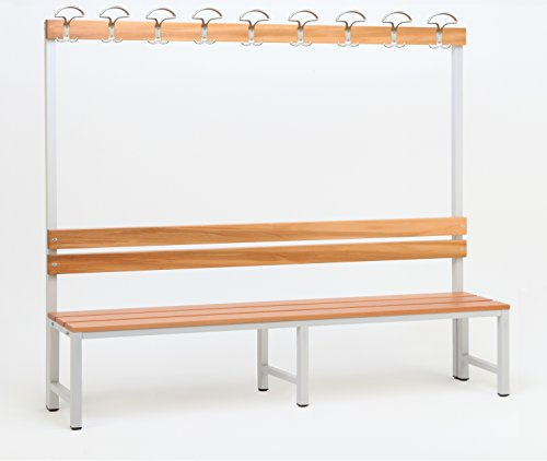 Szagato Garderobenbank 1-seitig mit Haken - Umkleidebank, Garderobe mit Sitzbank, 170x200x30 cm