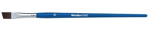 Pennello Marabu Forte, misura 12, pennello in pelo sintetico in legno certificato FSC, pennello angolato per superfici ruvide e tecniche di riempimento, 01890000012