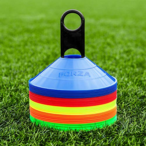 FORZA Training Marker Cones | 10 Vibrant Colour Options - Premium Coaching Equipment with Stand Perfect for Football, Rugby and Fitness Drills [50 or 1000 Pack] (Multi, Pack of 50)