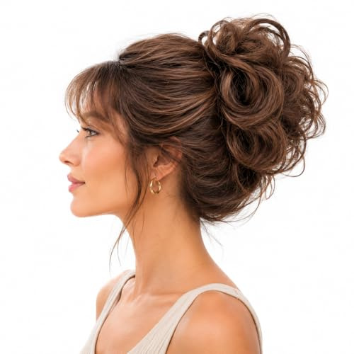 CAISHA 100% ECHTHAAR Haargummi Haarteil Haarverdichtung Braun H312d