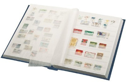 LINDNER Das Original Einsteckbuch ELEGANT, rot, wattiert, 60 weiße Seiten, durchgehende Pergamin-Streifen, 230 x 305 mm