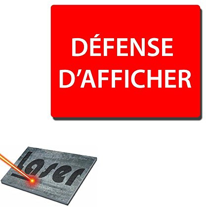 Plaque gravée autocollante 20x15cm Défense d'afficher fond rouge