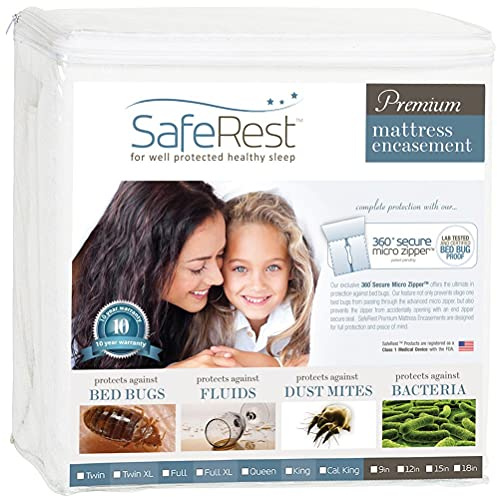 SafeRest Zippered Mattress Protector - Premium15-18 Inch Waterproof Mattress Cover for Bed - Breathable, Noiseless Washable Mattress Encasement - King