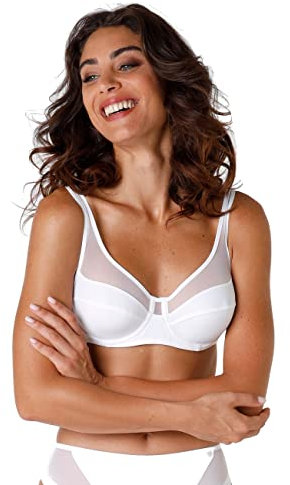Lovable Reggiseno con Ferretto Ampio Sostegno, Coppe non Imbottite, Forme Generose, Microfibra Tulle, Art. 4262 Modern Shaping (Generous) Donna, Bianco, 36 / 4C
