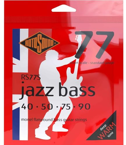 Rotosound Cuerdas para bajo eléctrico JAZZ 77 MONEL FLATWOUND 4-Cuerdas RS77S FLATW SHORT SCALE Standard 40-90