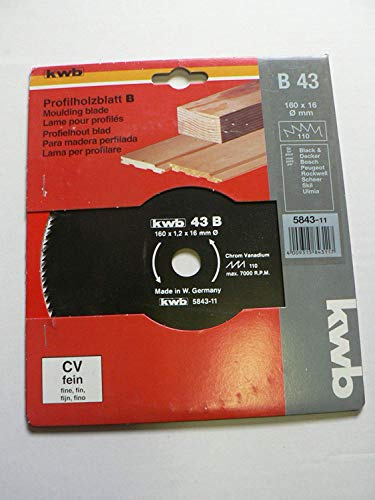 kwb Kreissägeblatt 160 x 16 mm, Made in Germany, sehr feine Schnitte, Sägeblatt geeignet für Holzpaneele, Profilholz und Weichholz