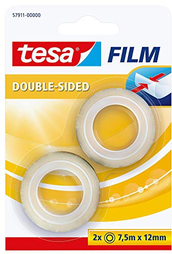 tesa Cinta adhesiva doble cara scotch tape 7,5 mx 12 mm, transparente