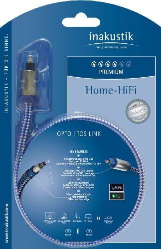 inakustik – 0041203 – Premium Optokabel | Für die Übertragung digitaler Audiosignale | 3m in Blau | Nylonleiter für max. Lichtleitfähigkeit - geschliffene Kabelenden reduzieren störende Lichtbrechungen