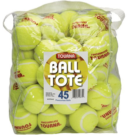 Tourna Pressureless Tennis Balls with Vinyl Tote (45 pack of balls)