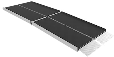 EZ-ACCESS Suitcase Trifold Portable Aluminum Folding Wheelchair Ramp with Non Slip Applied Surface, Self-Adjusting Bottom Transition Plates, Heavy Duty 800 lbs, for Home Steps & Doorways, 8-Foot