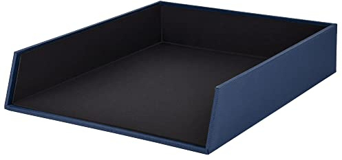 Rössler SOHO Briefablage A4 | Dokumentenablage A4 | Schreibtisch Organizer aus Papier | Ablagefächer stapelbar | Büro Organizer Schreibtisch Zubehör | 32 x 26 x 6 cm | 1 Stück | Farbe: Blau | Navy | Ablagefächer stapelbar, Dokumentenablage für Briefe, Unterlagen, Akten und Schreibtischorganisation
