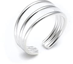 Silverly 925 ring i sterlingsilver kvinnor – midi-rosa tåring – polerat trippelband justerbar ring – tonårsflickor gåvor – silver tåringar för kvinnor – smycken för flickor, Sterlingsilver, Ingen