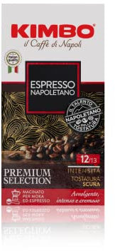 Kimbo Caffè Macinato - 5 kg - Miscela Espresso Napoletano, Ideale per Moka, Intensità 12/13, Tostatura Scura - 20 Confezioni da 250 Gr