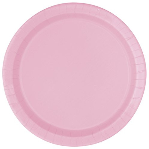 Unique Party - 30878 - Paquet de 20 Assiettes en Carton - 18 cm - Rose Pastel
