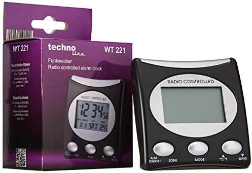 techno line WT 221 T - Despertador Inalámbrico, Color Negro Y Plata