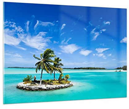 ARTTOR Impression sur Verre Moderne 100x70cm Paysages Maritime - 2386 | Tahiti Île Relaxation Moderne Tableau Décoratif Grand Décoration Murale Art Mural Verre Trempé Salon Design Moderne ARTTOR
