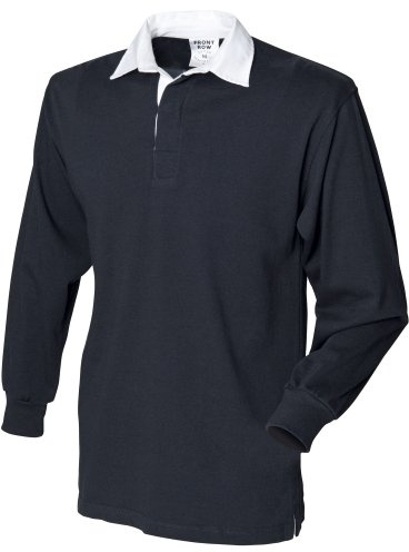Front Row Herren Sport Rugby Shirt, Langarm (3XLarge) (Schwarz)