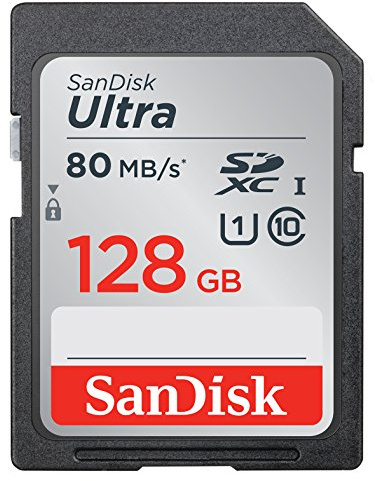 SanDisk SDSDUNC-128G-GZFIN Ultra SDXC Memory Card Up to 80 MB/s, Class 10, U1 FFP, 128 GB, Black/Grey
