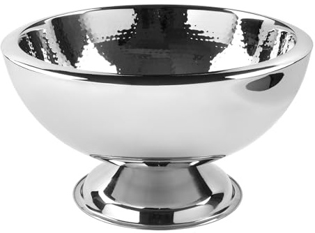 FINK Sektkühler Edelstahl doppelwandig Punchbowl Champagnerkühler groß Ø 43 cm Höhe 25 cm – Sektkühler Schale groß für Champagner Sekt Prosecco Wein – Tischdekoration Hochzeit Hochzeitsdeko