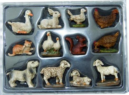 Krippenzubehör Tierset 12tlg. Höhe ca. 3cm geeignet für 5-7cm Figuren, handbemalen