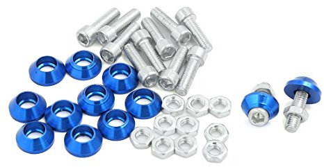 12 tappi blu a forma di cono per targa auto, con filettatura 6 mm