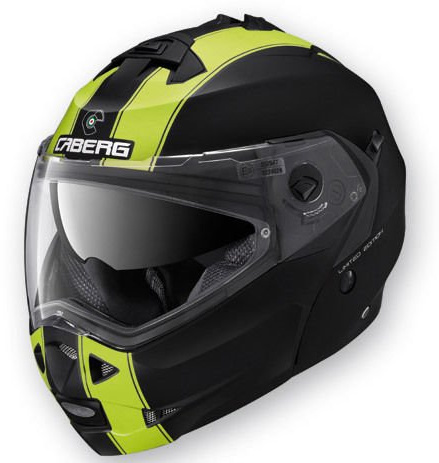 Casco Helmet Helm CABERG DUKE DOPPIA OMOLOGAZIONE apribile LEGEND (L, NERO OPACO / GIALLO FLUO - MATT BLACK / YELLOW FLUO)