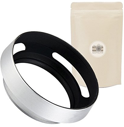 43mm - Paraluce con aperture per obiettivi da diametro di 43mm - Argentato - 100% in Metallo - Compatibile con tutte le marche di obiettivi - Pentax Olympus Vented Hood Pana - Adaptout marca francese