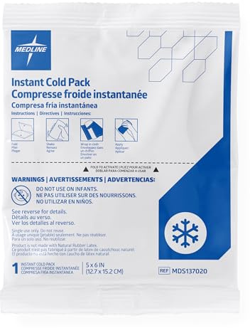 Medline Standard Instant Cold Pack, Single-Use, 5x6 Inch, Case of 50